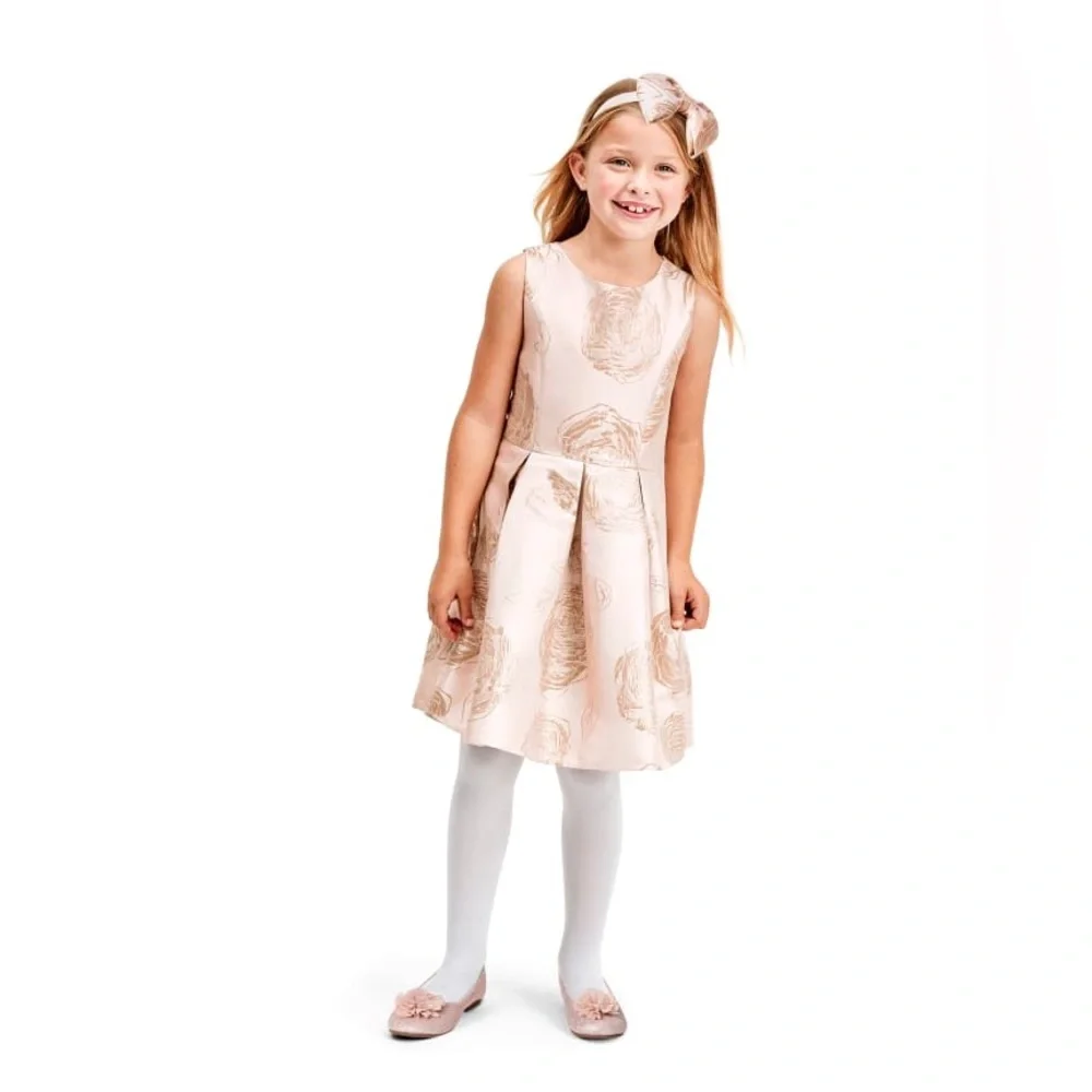 The Children’s‎ Place Girls Size 6 Foil Fit and Flare Gold and Pink Dress